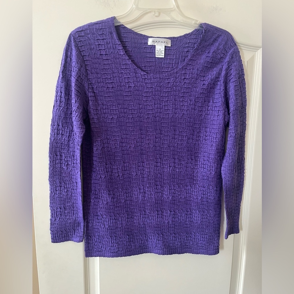 Rafael Purple Textured Women's Long Sleeve Blouse Size Medium